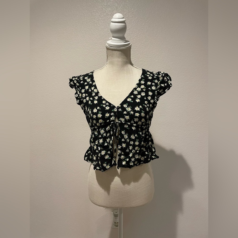 Floral open front top